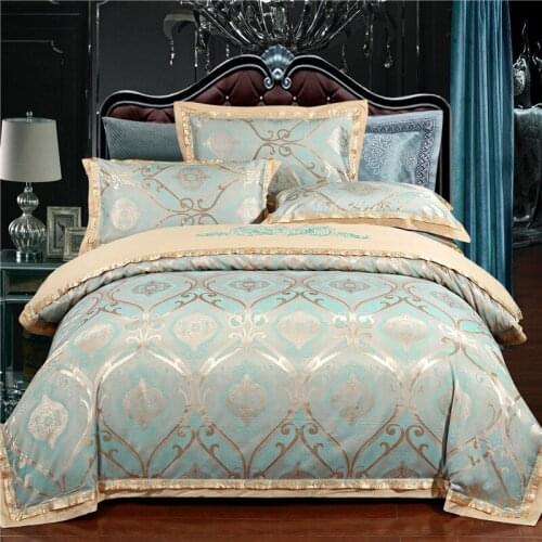Luxury Jacquard Cotton bedding set queen/king size bed set 4pcs cotton silk lace ruffles duvet cover Fitted/bed sheet sets