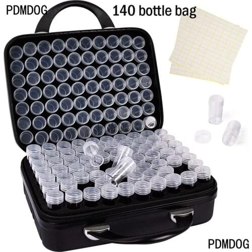 Diamond Painting Storage Containers, 140 Slots Diamond Painting Accessories Kit, Portable Bead Storage Box, Label Stickers for
