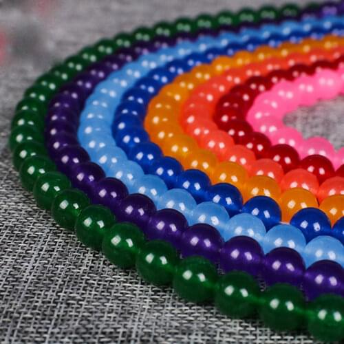 Red Blue Green Pink Jades Round Loose Spacer Beads For Jewelry Making Strand 15 inch DIY Accessorries Bracelet For Women Gifts