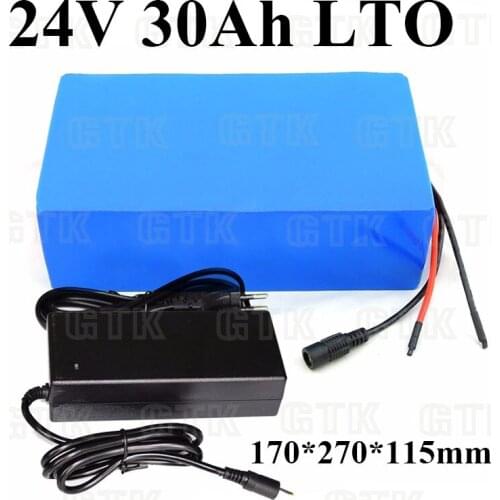 GTK LTO 24v 30ah lithium battery pack 24V rechargeable battery with BMS for electric motorcycle scooter+ 5A charger