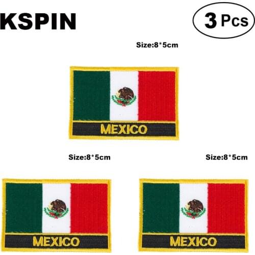 Mexico Rectangular Shape Flag patches embroidered flag patches national flag patches for clothing DIY Decoration