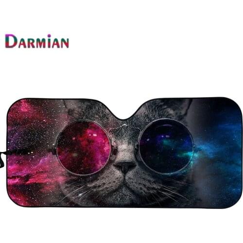 Cool Cat with Glasses Fashion Durable Sun Shade for Car UV Protect Foldable Front Windshield Sunshade Universal Car Sun shade