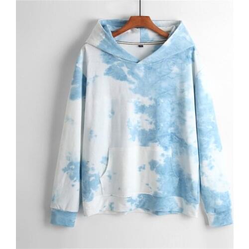 Fashionable Light Tie Dyed Women Mens Sweater Plus Size Cotton Polyester Thin Loose Style Sports Hoody With Patch Pocket ZT348