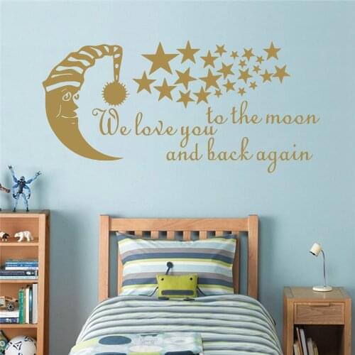 Cartoon Moon Wall Stickers Animal Lover Home Decoration Accessories Decor Living Room Bedroom Removable Wall Art Sticker Murals