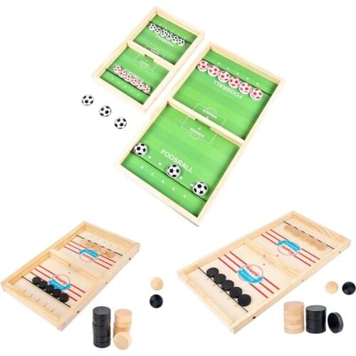 Table Hockey DIY Fast Sling Puck Board Game Wooden Tabletop Rapid-Shot Fun Family Toys for Children Adults