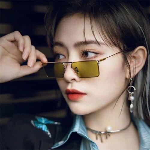 2021 New Rectangle Metal Sunglasses Women Fashion Small Square Frame Vintage Sun Glasses Men Shades Retro Clear Uv400