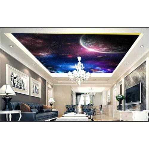 Custom ceiling wallpaper for walls 3 d zenith mural wallpaper living room Sky universe planet ceiling zenith mural wall paper