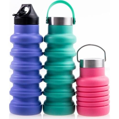 Fitness Portable Sports Water Bottle Outdoor Silicone Folding Water Cup 550ml Silicone Foldable Sports Bottle Hydro Flask