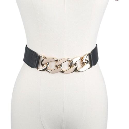 Gold chain belt elastic silver metal waist belts for women ceiture femme stretch cummerbunds ladies coat ketting riem waistband