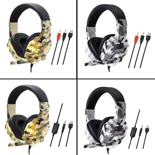 3.5mm Wired Over-Head Gamer Headphone Earphone Stereo Gaming Headset with Mic Light for PS4 Xbox One Switch Laptop