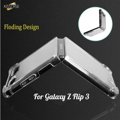 Kisscase For Samsung Galaxy Z Flip 3 5G Case Clear Transparent Folding Ultra Thin Protective Shockproof Back Cover Capa Fundas