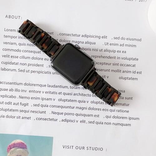 Stainless Steel Resin Strap For apple watch band 38 mm 42mm 40mm 44mm Watchband Accessories for iwatch series 5 4 3 2 1 bracelet