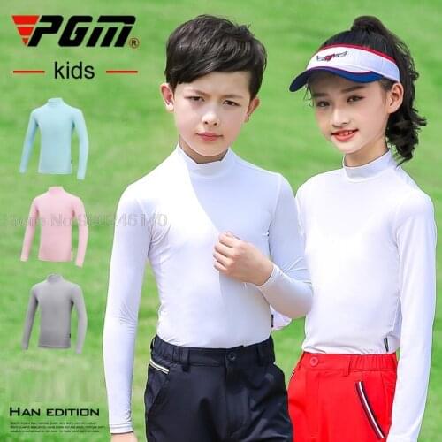 Pgm Girls Boys Summer Shirt Underwear Children Kids Golf Shirt Sunscreen Uv Ice T-Shirts Long Sleeve Soft Golf Apparel Underwear
