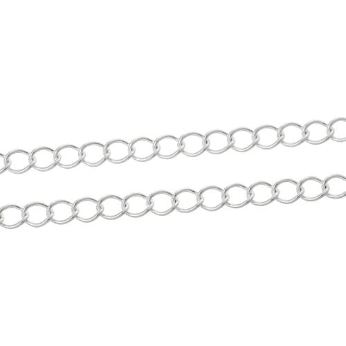 DoreenBeads Alloy Links Curb Chains silver color Plated 6mm x5mm( 2/8" x 2/8"), 1 M new
