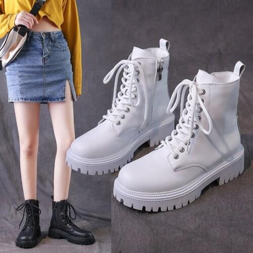 2021new trendy ankle boots womens lace round head side zipper ladies short boots autumn and winter platform shoes winter boots