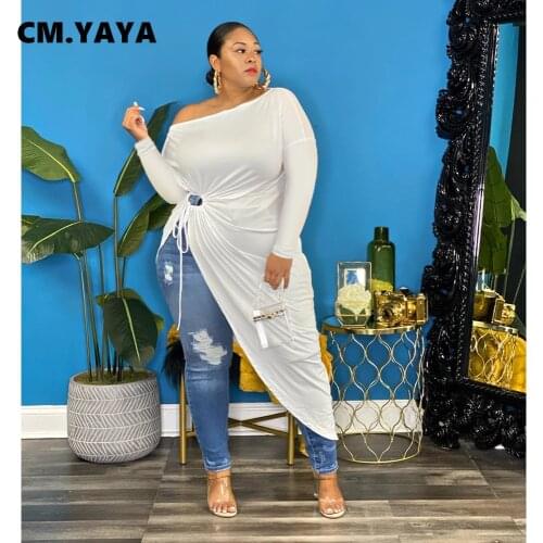 CM.YAYA Women Plus Size Dress Solid Asymmetrical Bandage Skinny Long Dresses Fashion Vintage Maxi Vestidos Autumn Outfits 2021