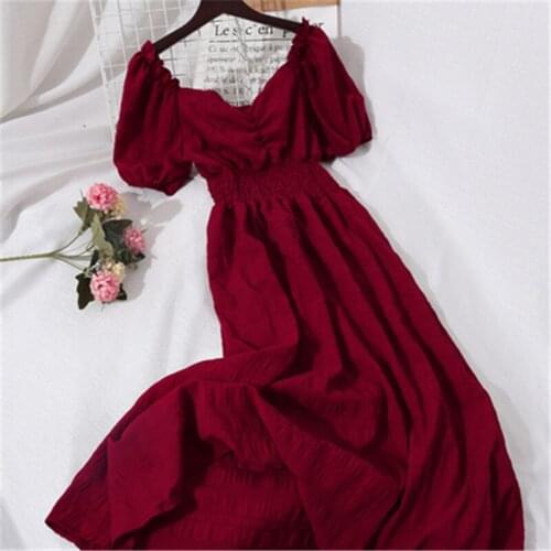 2020 Summer Dress Solid Off Shoulder Sexy Dresses Women A-line High Waist Chiffon Vestidos Elegant Ropa Mujer W192