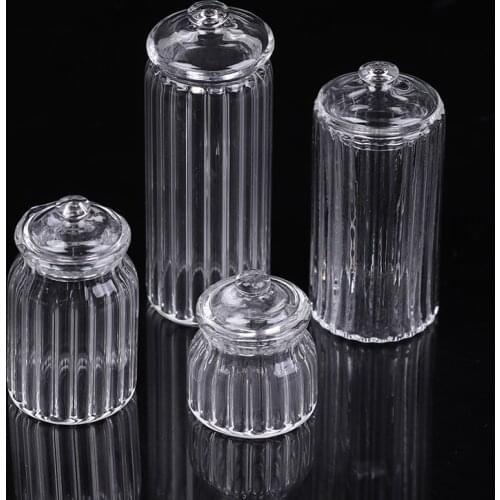 1pc 1/12 Scale Dollhouse Miniature Food Snacks Glass Jars Candy Bar Food Jar Kitchen Decoration Dolls Accessories