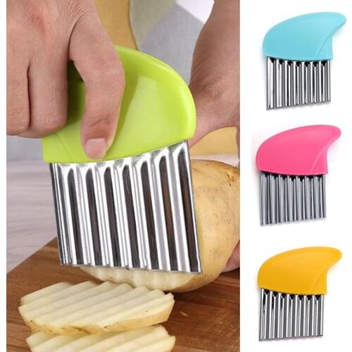 1pc Stainless Steel Crinkle Cutter Wavy Vegetable Potato Chip Slicer Knife Blade