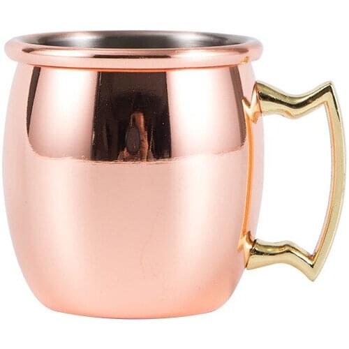 100pcs 60ml 2oz 304 Stainless Steel Drum Type Moscow Mug Hammered Copper Plated Beer Mug Beer Cup Water Glass Drinkware
