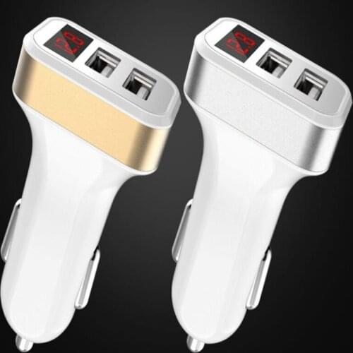 100pcs Digital Display 5V 2.1A LED Screen Quick Charging Smart Dual USB Car Charger Adapter for iPhone samsung mobile Phone