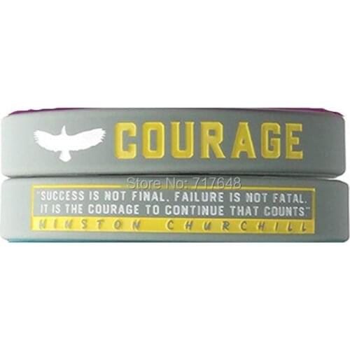 100pcs Courage Motivational wristband silicone bracelets free shipping by ePacket