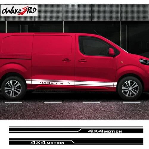 2pcs 4X4 Motion Car Body Decor Sticker Auto Side Skirt Decor Stickers Sport Stripes Styling Vinyl Decals For Peugeot Expert