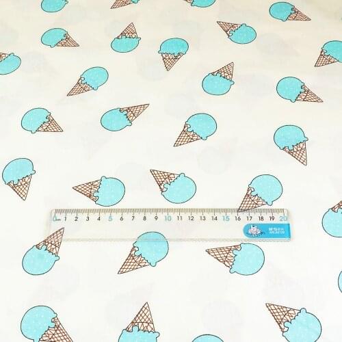 2021 New Arrivals Light Green Ice-Scream Designs 100% Cotton Beige Fabric Twill Fat Quarter Home Textile Material Bedding