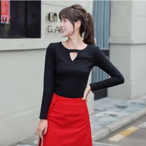 2019 Autumn Cotton Tshirt Women White Black Funny T Shirts Tee Shirt Femme Hollow T-shirt Ladies Tops Camisetas Mujer Verano