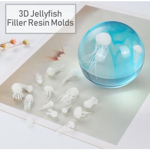 3PC/set Mix Style Crystal Epoxy Mini Ocean Jellyfish Modeling Epoxy Mold DIY Crafts Filling Supplies UV Accessories Decoration