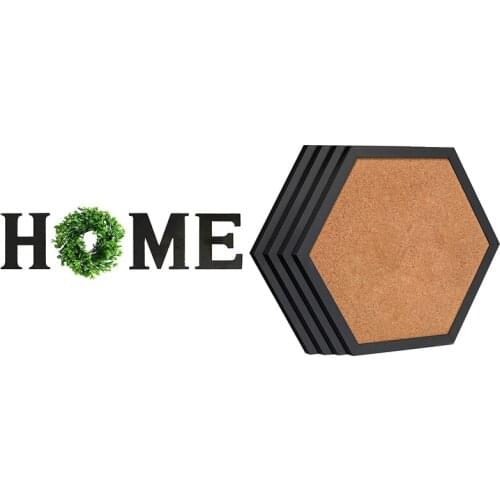 4 Packs Cork Board Pin Board, Cork Boards & 1set Wooden Home Sign with Artificial Eucalyptus Wreath,Home Letters