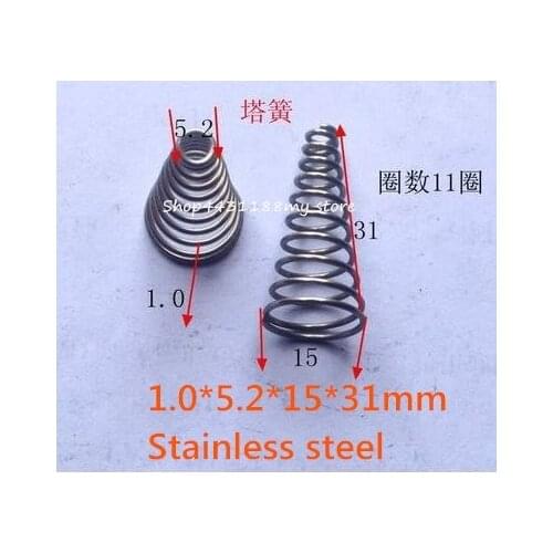 5pcs/lot 1.0*5.2*15*31mm Stainless steel conical compression springs manufacturer free shipping