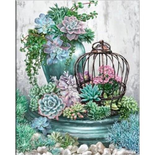 5D Full Square Round Drill 5D Diy Diamond Painting Flower Cross Stitch Kit Embroidery Garden Succulent Wedding DecorationZP-1959