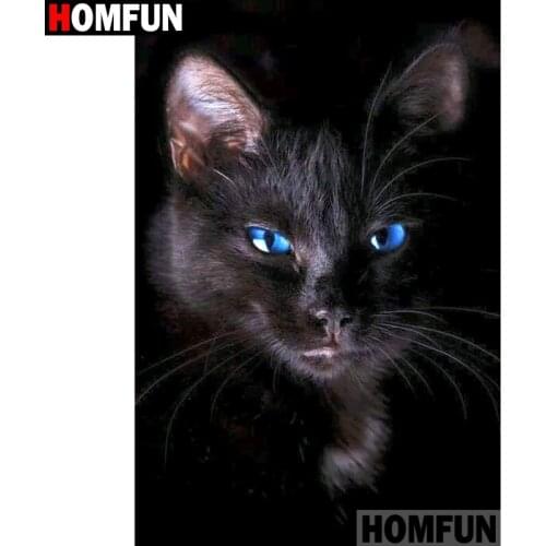 HOMFUN Full Square/Round Drill 5D DIY Diamond Painting "Animal cat" Embroidery Cross Stitch 3D Home Decor Gift A13214