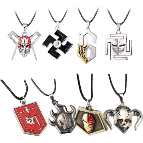 Anime BLEACH Necklace Cosplay Kurosaki Ichigo Mask Skull Pendant Neck Chain Choker Men Fashion Jewelry Souvenirs Accessories