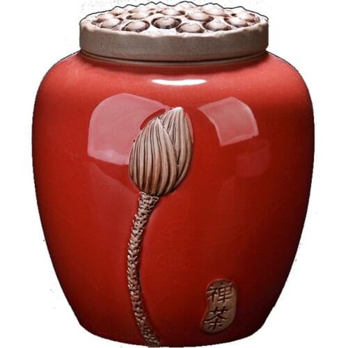 Chinese-style Retro Tea Storage Jars Mini Sugar Bowl With Cover Lotus Pattern Candy Jar Bottle For Kitchen Spices Ceramic Jar