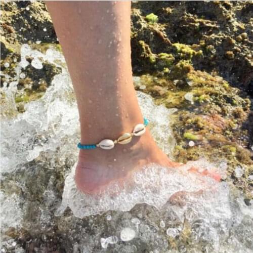 2021 new cross-border jewelry fashion geometric shell conch beaded road stone anklet bracelet for girl summer holiday