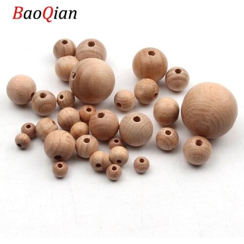 8-30mm Natural Wooden Round Beech Loose Wood Bead Jewelry Making Fashion Necklace Bracelet Gasket Beads DIY Crafts Accessories
