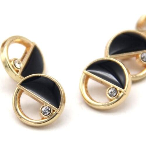 11mm Black Hollow Rhinestones Metal Buttons For Clothing Fashion Women Shirt Dress Decorative Handmade DIY Accessories Wholesale