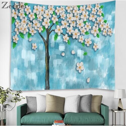 Floral Pattern Printed Tapestry Wall Art Bohemian Decorative Wall Carpet Yoga Mats Large Beach Towel Polyester Thin Blanket