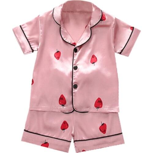 Baby Pajamas Sleep Clothes Set Summer Cartoon Print Sleepwear Infant Boy Girl Loungewear Button Top with Shorts Nightwear Outfit