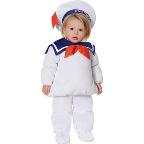 KidS Ghost Busters Stay Puft Marhmallow Cosplay Costume Baby Ghost Sailor Halloween Fun Suit 3 PCS Set