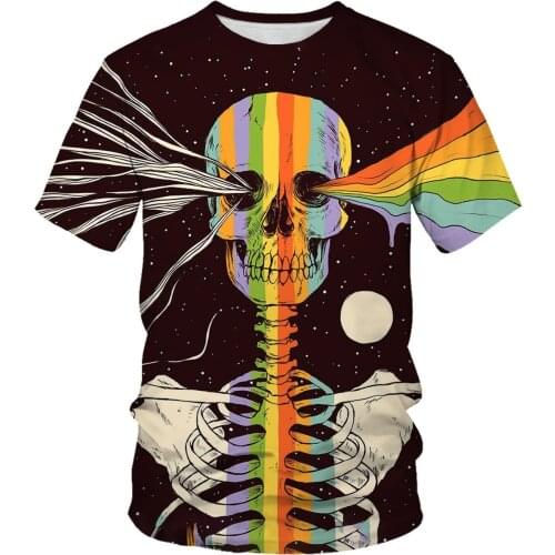 Cool skull 3D graphic T-shirt summer mens Harajuku street fashion mens clothing breathable comfortable top short sleeves