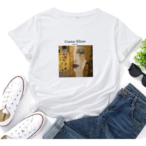Gustay Klimt 1862-1918 Graphic Tee Women Fashion Casual T Shirt Femme Top O-ncek Cotton Woman Tshirt Loose T Shirt Women