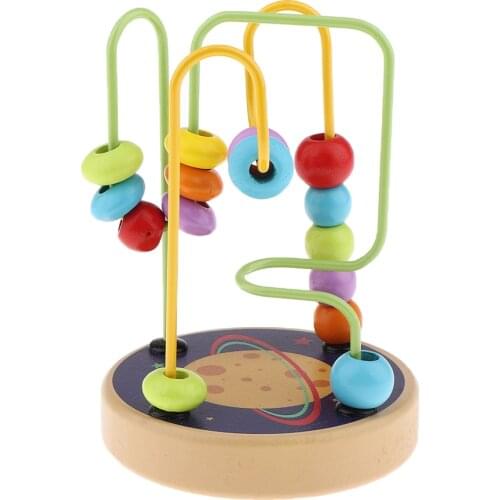 Classic Bead Maze Cube Toy Roller Game - Activity Cube Toys - Wooden Roller Coaster Sliding Beads - Developmental Baby Toy