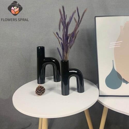 Creative Ceramic Vase Fashion Home Decoration Modern Minimalist Living Room Porch Office Room Decoration Black Ceramic Vase