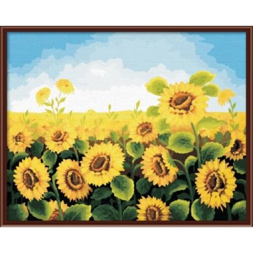 HOT! Wall Art Frameless Pictures Painting By Numbers Handwork Canvas Oil Painting Home Decor For Living Room Of Sunflower G059