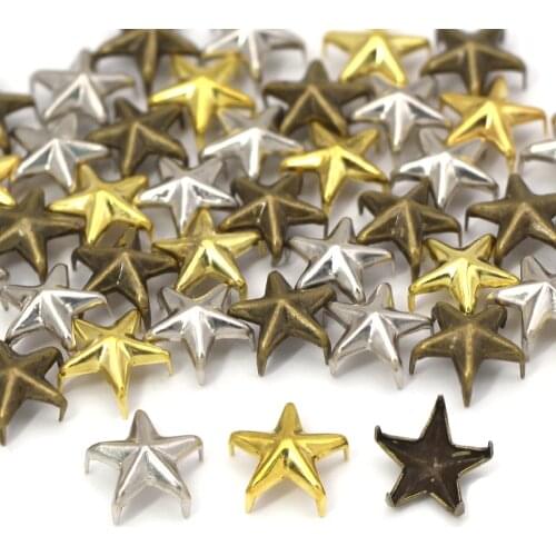 100Pcs 10MM Metal Star Rivets 5Claws Rivets Studs For Clothes Sliver/Gold/Bronze Punk Spikes DIY Leather Crafts Punk Accessories