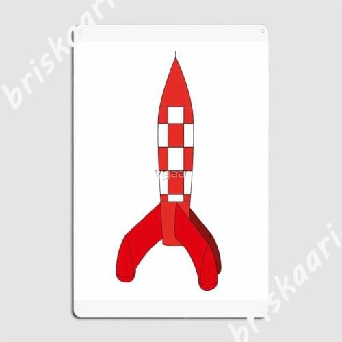 Tintin Rocket Metal Signs Cave pub Garage Decoration Wall Mural Funny Tin sign Posters