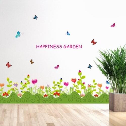 Wall Stickers Plants Flower Grass PVC Poster for Living Room Home Bathroom Decoration Self-adhesive Window Decals Wallpaper